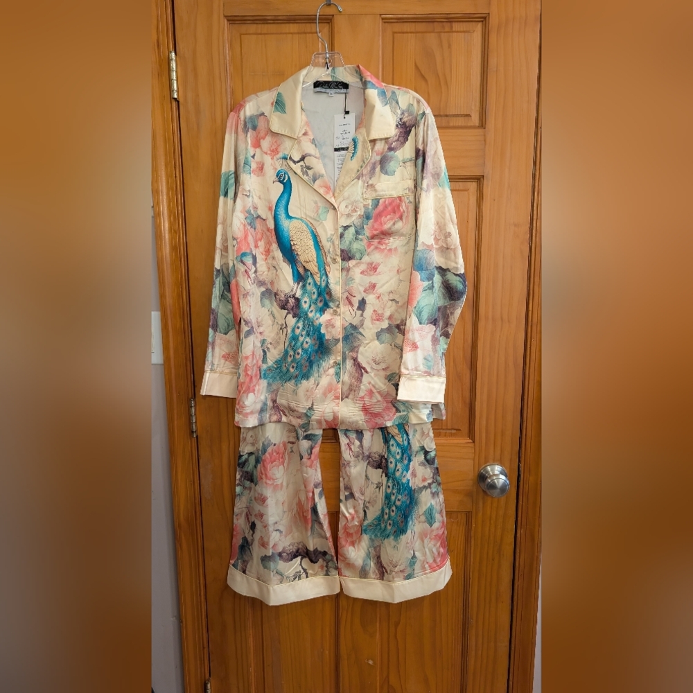 Dalia Macphee Peacock Floral Pajama Set